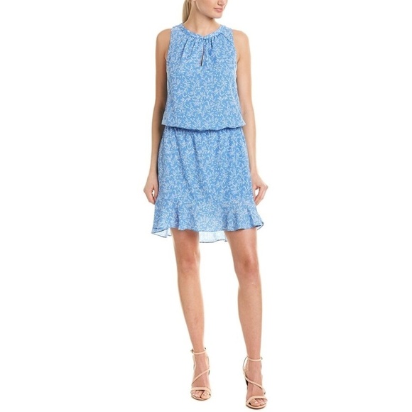 [Joie] Classic Blue Floral Ruffle Dress
